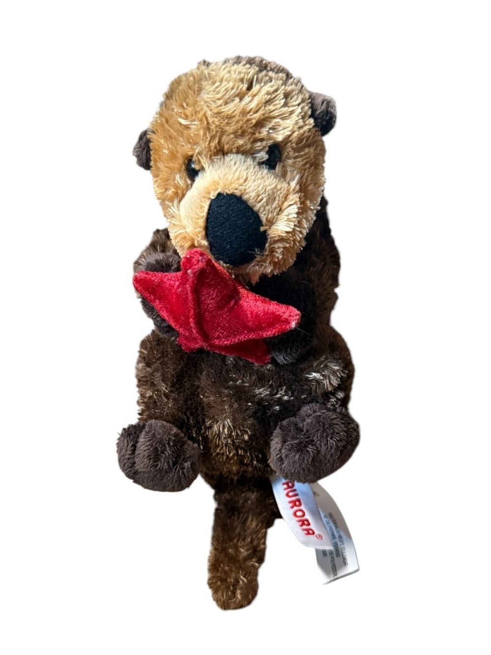 Aurora Mini Flopsie Plush Otter Stuffed Animal Plushie with Red Star